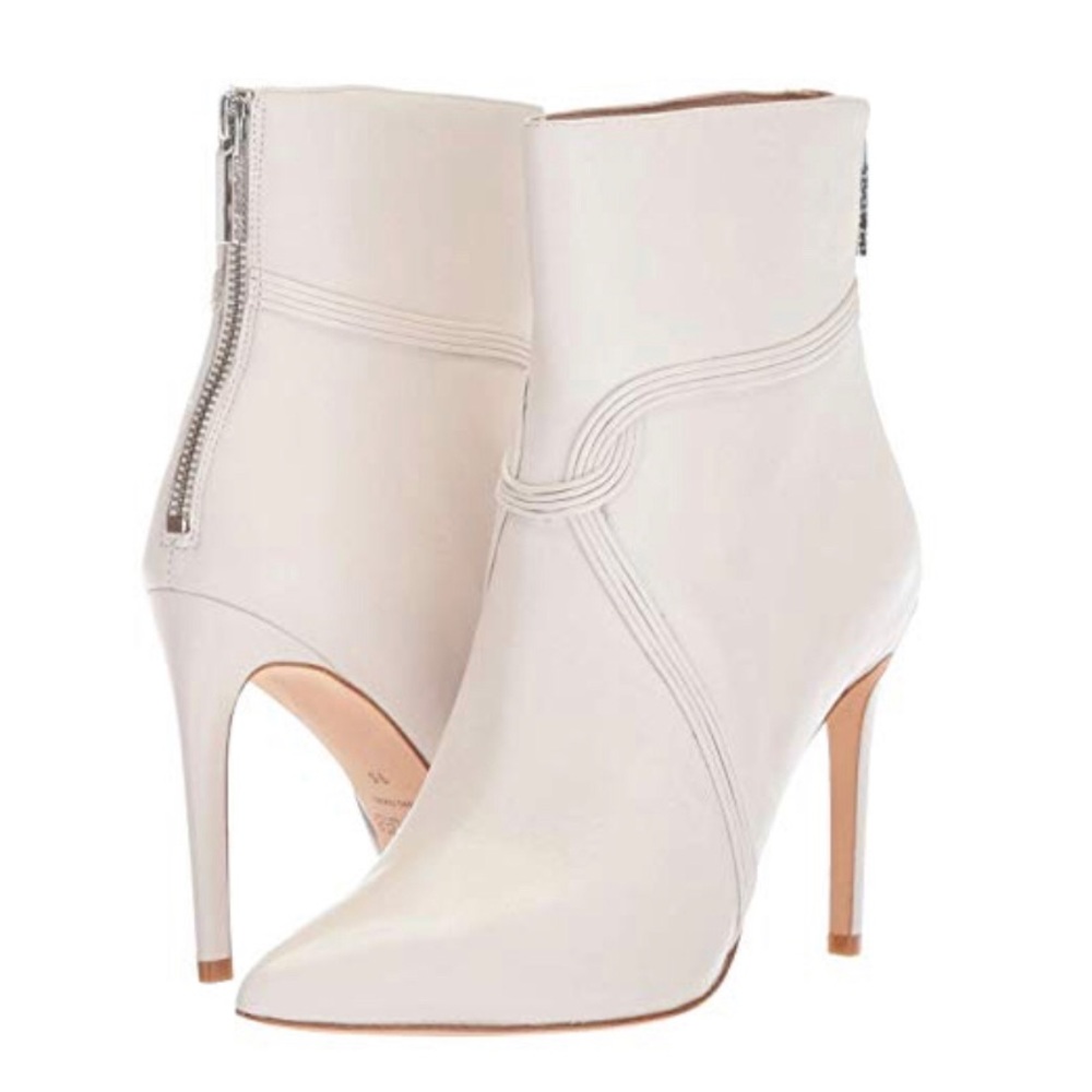 Rachel Zoe Liana Pointed Toe Booties Ecru Leather